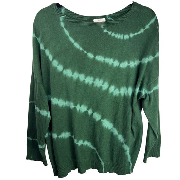 J. Jill Green Tie Dye Sweater, Cotton Blend, Lightweight Pullover, Petite XL - Picture 2 of 14
